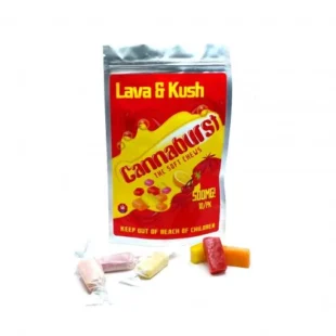 Buy Cannaburst Fruit Chews 500mg THC (Lava & Kush)